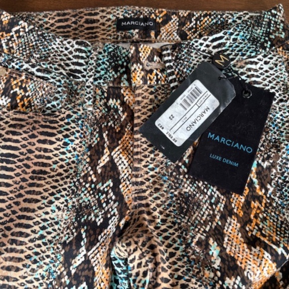 MARCIANO Luxe Denim sz 23 waist low-rise skinny jeans reptile snake print - Picture 7 of 16